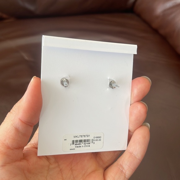 Michael Kors Rose Gold Logo Ring Drop Hoop Ring Earrings MKJ7676 791 - Picture 3 of 4